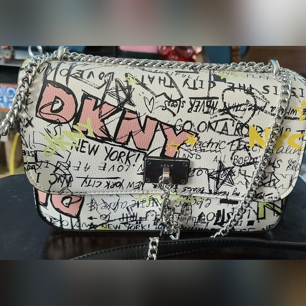 DKNY Cleo white Iconic Graffiti bag